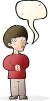 cartoon nervous man with speech bubble vector