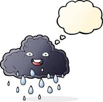 nube de lluvia de dibujos animados con burbuja de pensamiento vector