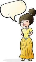 cartoon pretty victorian woman with speech bubble vector