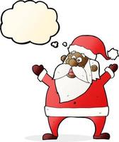 jolly santa cartoon with thought bubble vector