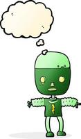 cartoon robot with thought bubble vector