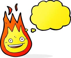 cartoon friendly fireball with thought bubble vector