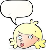 cartoon pretty face with speech bubble vector