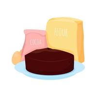 Flour and cocoa as pie ingredients vector