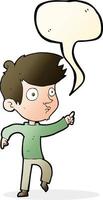 cartoon pointing boy with speech bubble vector