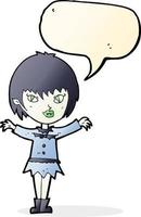 cartoon vampire girl with speech bubble vector