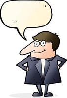 cartoon happy man in suit with speech bubble vector