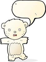 caricatura, sorprendido, oso polar, cachorro, con, burbuja del discurso vector