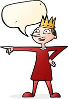 cartoon pointing prince with speech bubble vector