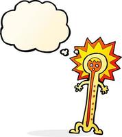 cartoon hot thermometer with thought bubble vector