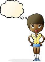 cartoon annoyed girl with thought bubble vector