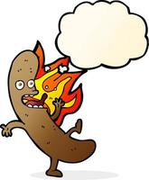 crazy cartoon sausage with thought bubble vector