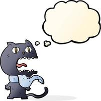 cartoon frightened cat with thought bubble vector