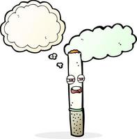 cartoon happy cigarette with thought bubble vector