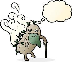 cartoon old potato with thought bubble vector