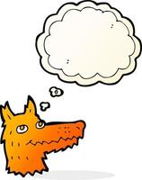 cartoon fox head with thought bubble vector