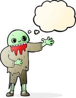 cartoon spooky zombie with thought bubble vector