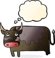 cartoon cow with thought bubble vector