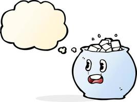 cartoon bowl of sugar with thought bubble vector