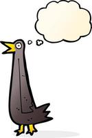 funny cartoon bird with thought bubble vector