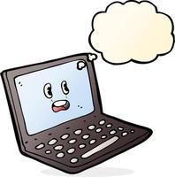 cartoon laptop computer with thought bubble vector