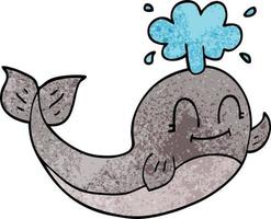cartoon doodle of a happy whale vector