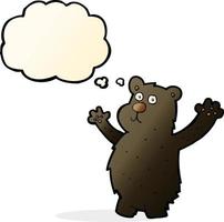 cartoon funny black bear with thought bubble vector