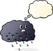 nube de lluvia de dibujos animados con burbujas de pensamiento vector