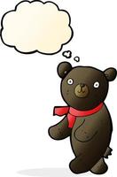 cute cartoon black teddy bear with thought bubble vector