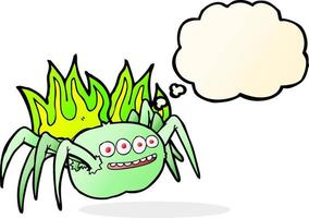 cartoon spooky spider with thought bubble vector