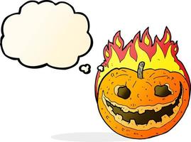 cartoon spooky pumpkin with thought bubble vector