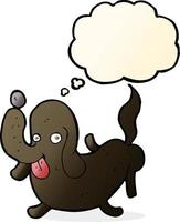 cartoon dog sticking out tongue with thought bubble vector