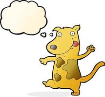 perro feliz de dibujos animados con burbuja de pensamiento vector