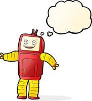 cartoon funny robot with thought bubble vector