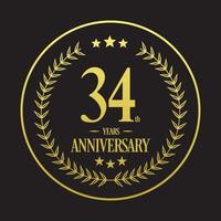 Luxury 34th anniversary Logo illustration vector.Free vector illustration Free Vector