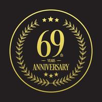 Luxury 69th anniversary Logo illustration vector.Free vector illustration Free Vector