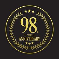 Luxury 98th Anniversary Logo illustration vector.Free vector illustration