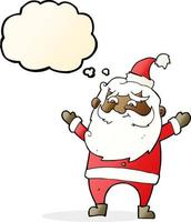 cartoon happy santa claus with thought bubble vector