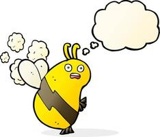 funny cartoon bee with thought bubble vector