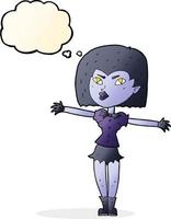 cartoon vampire girl with thought bubble vector