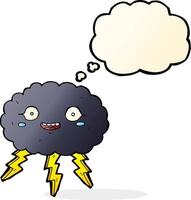 happy cartoon rain cloud with thought bubble vector