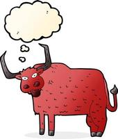 cartoon hairy cow with thought bubble vector