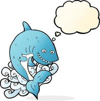 cartoon shark with thought bubble vector