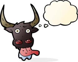 cartoon cow face with thought bubble vector