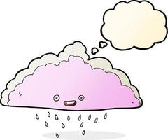 nube de lluvia de dibujos animados con burbujas de pensamiento vector