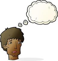 cartoon worried man with thought bubble vector