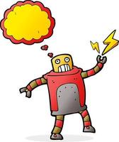 cartoon robot with thought bubble vector