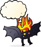 cartoon vampire bat with thought bubble vector