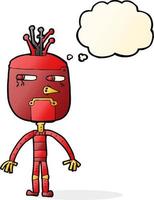 funny cartoon robot with thought bubble vector