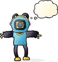 cartoon deep sea diver with thought bubble vector